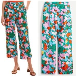 J.Crew High-Rise Pleated Pants in Confetti Floral Cropped Sz 8